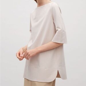 COS Long Line Boatneck Tulip Sleeve Top Size M